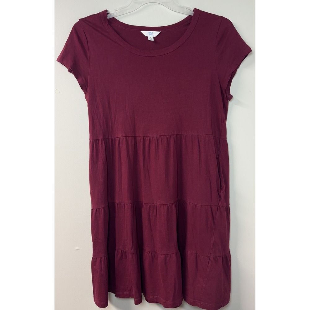 Time and Tru | Women Burgundy Tiered Midi Dress | Size Small